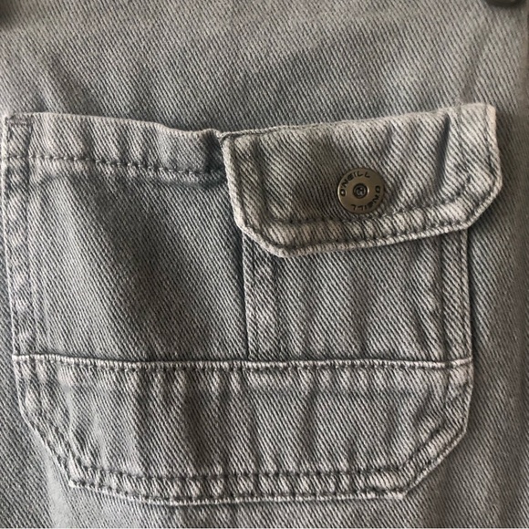 O’Neill Gray Mathilda Denim Short Raw Hem Overalls Size 1 (juniors) - Picture 7 of 12